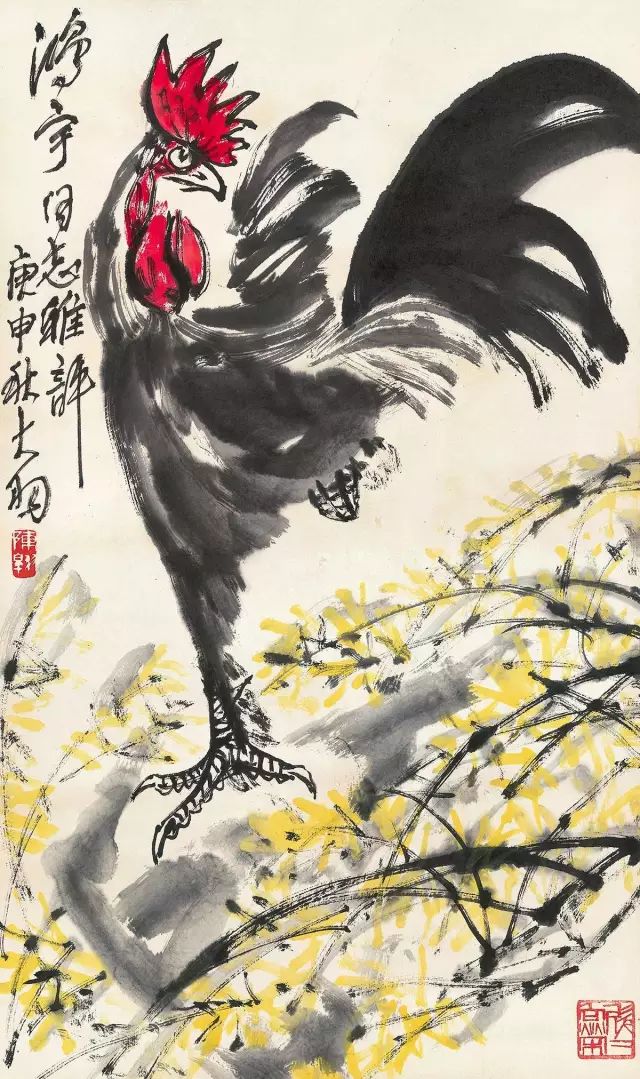 画鸡的著名画家陈大羽国画公鸡作品欣赏(图6)